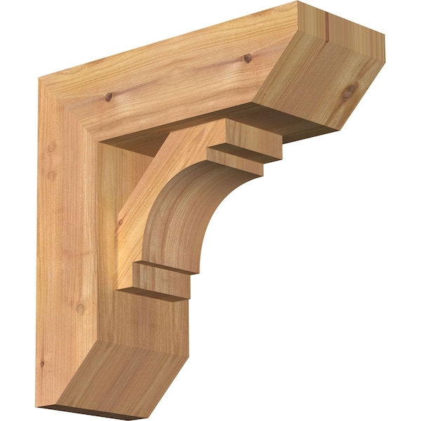 Ekena Millwork Merced Slat Smooth Bracket w/ Offset Brace, Western Red Cedar, 5 1/2"W x 14"D x 14"H BKT0604X14X14MRC06SWR - main